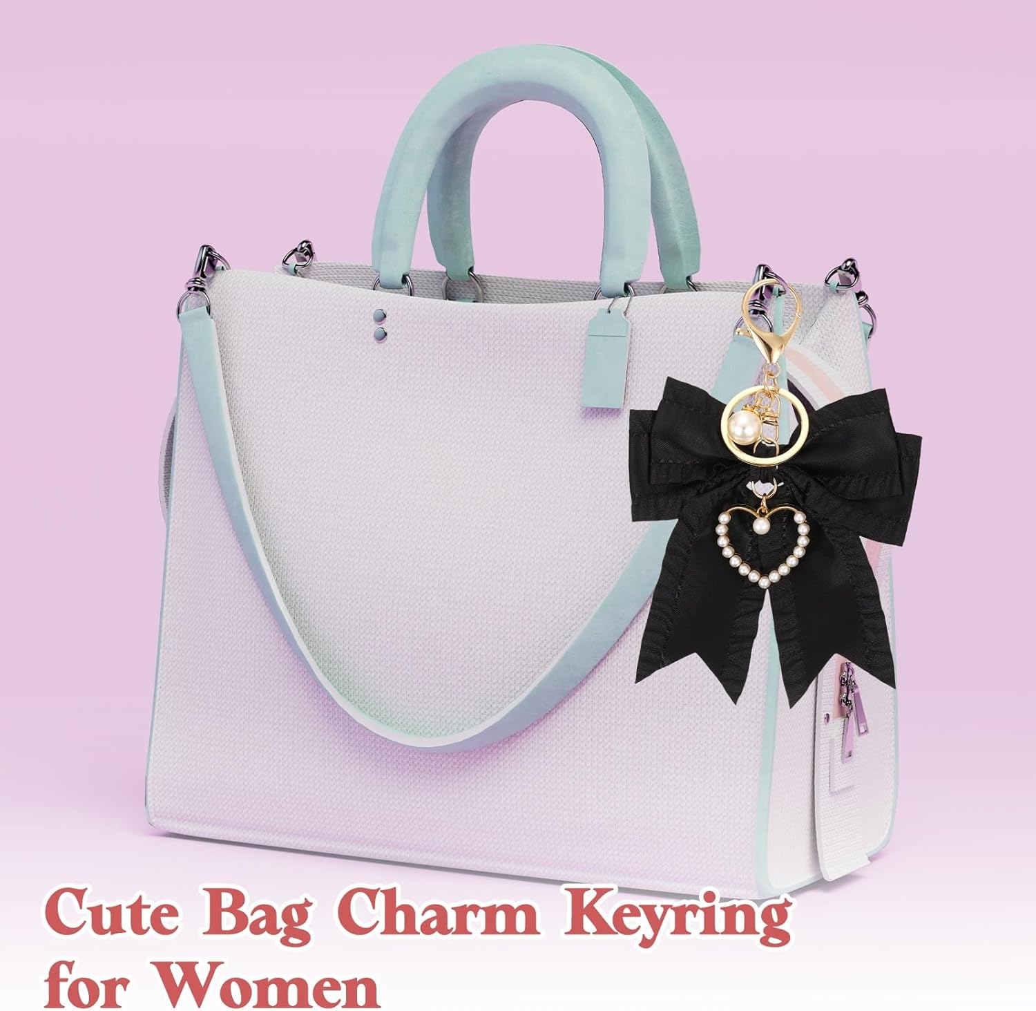 Uxcell Bow Knot Keychain, Cute Bag Charm Keyring, Bow Accessories for Women Purse, Backpack, Car Key, Phone Decoration, Red image number 1