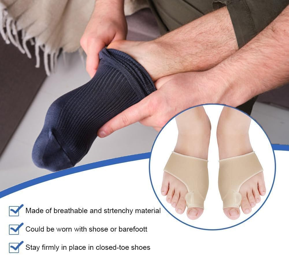 Bunion Corrector Big Toe Straightener Bunion Pain Relief Sleeves, T Tersely 1 Pair Bunion Splint Support Protectors Sleeve Built-In Silicone Gel Pad for Hallux Valgus Pain Relief - Large (Size: 40-45) image number 1