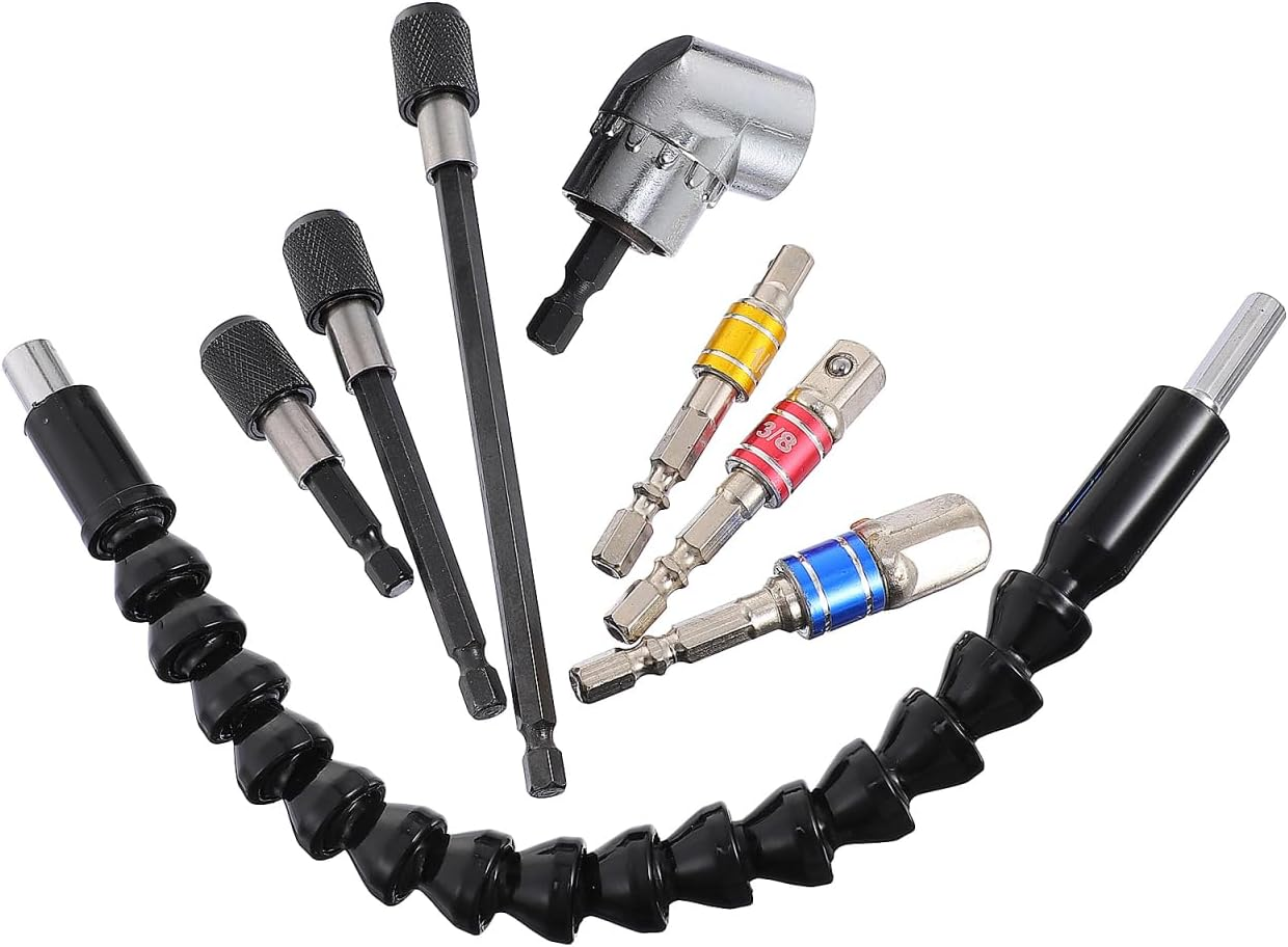 Jojofuny Stainless Steel Boundary Head Combination with Flexible Shaft for Electric Drill - 8Pc Drill Bit Set Compatible with Hand Screwdriver image number 2
