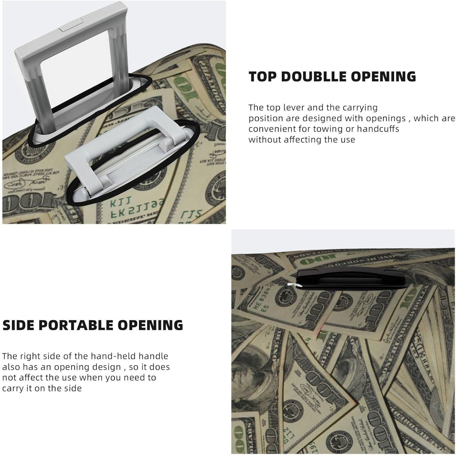 Us Dollar Money Luggage Cover Washable Suitcase Protector Anti-Scratch Suitcase Cover Fits 18-32 Inch Luggage image number 1