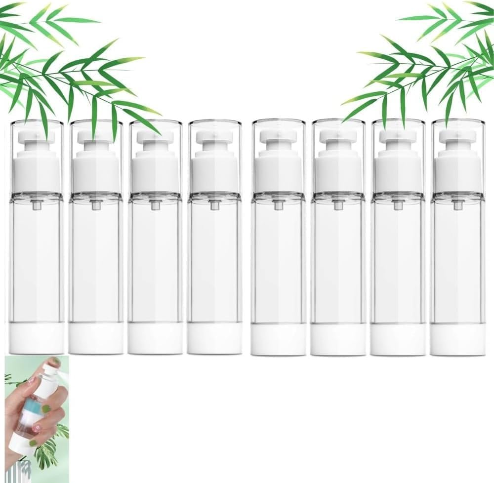 Clear Airless Lotion Pump Bottle Empty Cream Vacuum Lotion Bottle,8Pcs Empty Airless Pump Bottle Lotion Pump Bottle Vacuum Cosmetic Bottler Vacuum Press Lotion Pump Bottle,Airless Lotion Pump Bottle image number 5