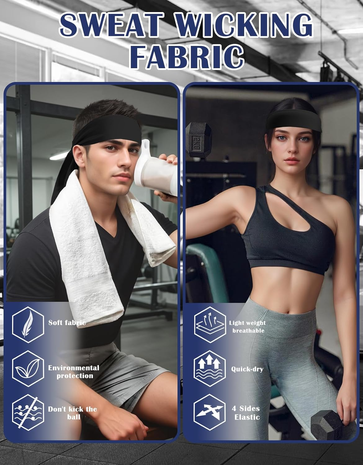 3 Pcs Sports Headband, Tie Headband for Men -Tennis Headband for Women,Sweat Band for Workout, Head Tie for Running, Football, Basketball,Athletics image number 6