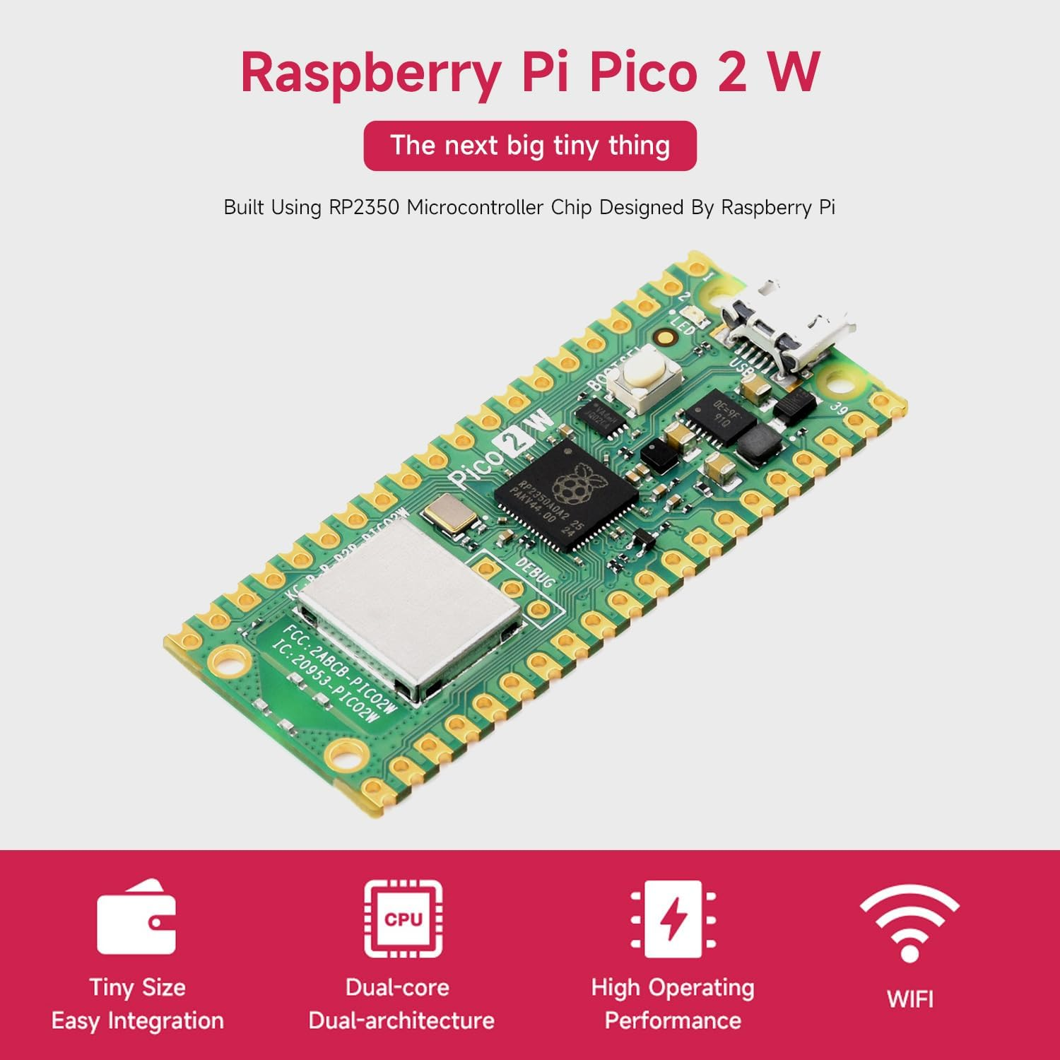 Waveshare Raspberry-Pi-Pico-2-W-M, Compatible with Raspberry Pi Pico 2 Microcontroller Board, Based on Official RP2350 Chip, Dual-Core & Dual-Architecture Design, 3 Items image number 5