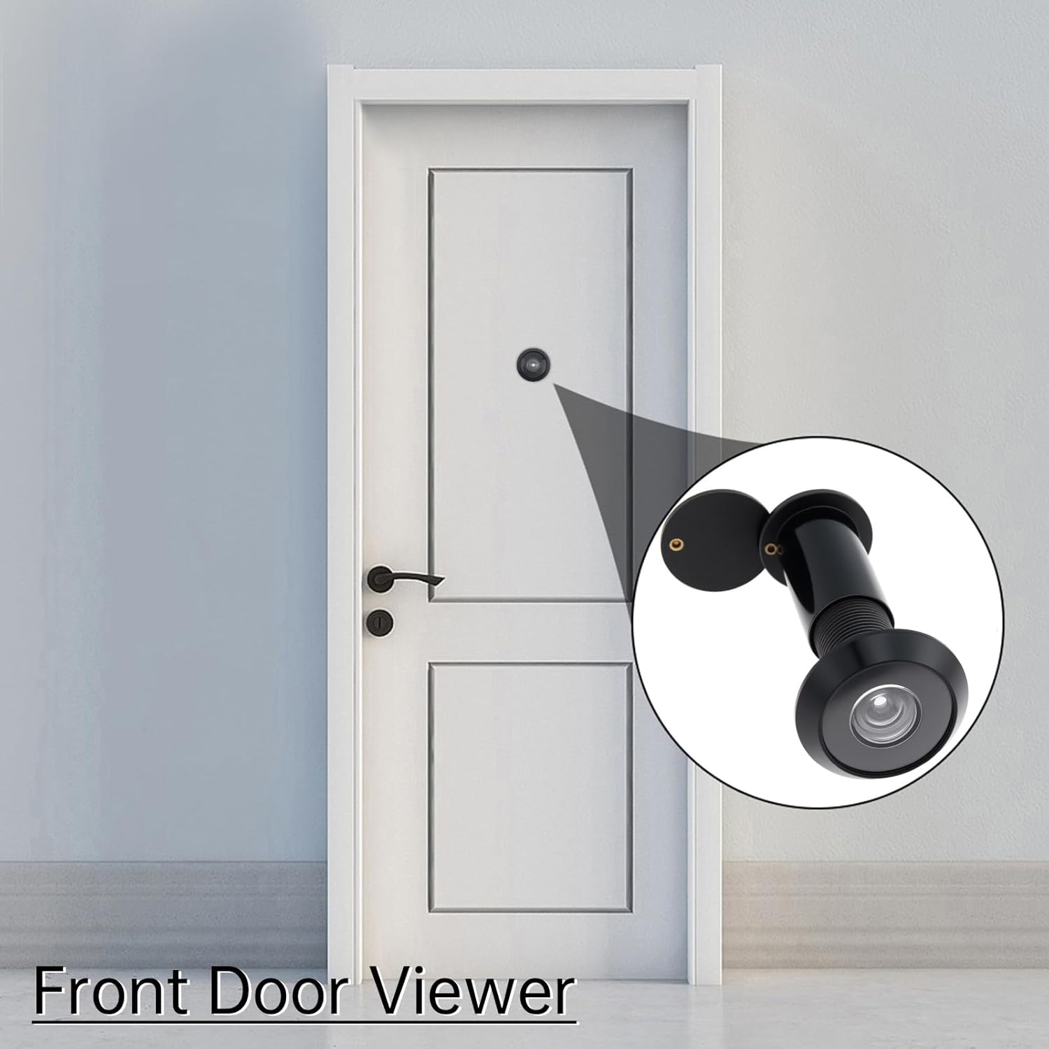 HOJLKLD Door Viewer Peephole,Solid Brass 200 Degree Peep Hole with 16 MM Drill Bit for 1-1/2" to 2-3/8" Doors,5/8 Inch Pipe Diameter Door Eye Viewer with Privacy Cover (1, Black) image number 5