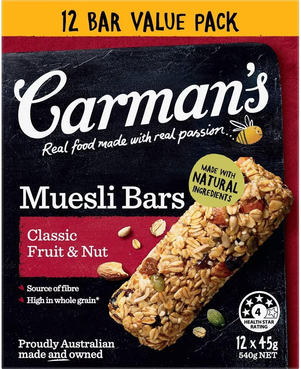 Carman'S Classic Fruit and Nut Muesli Bars Value Pack 45 G (Pack of 12) image number 2