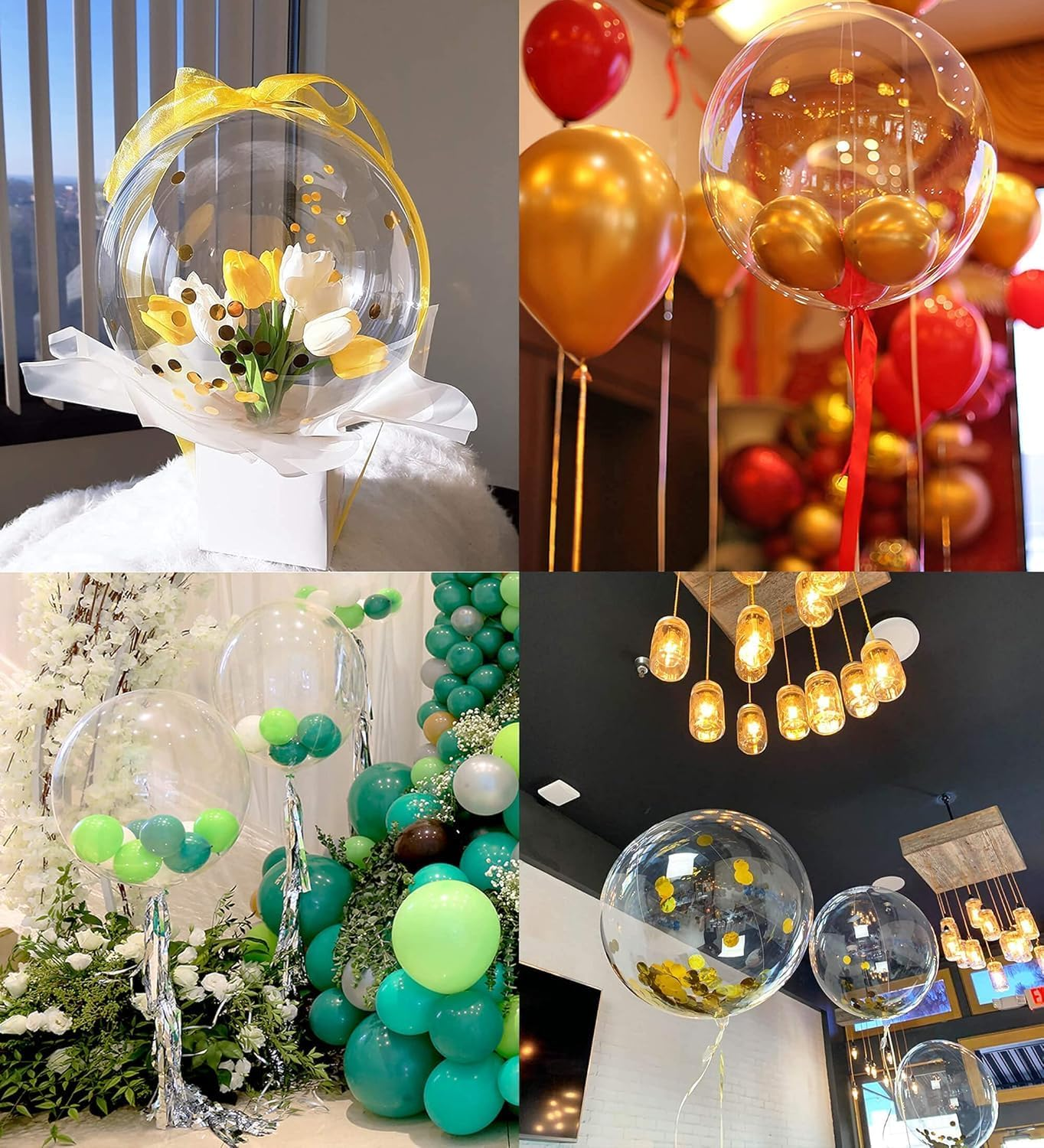 10Pcs 20Inches Bobo Balloons Middle Large Crystal Clear Transparent Bubble Balloon for Christmas Wedding Birthday Baby Shower Valentine'S Day Party Decoration image number 6