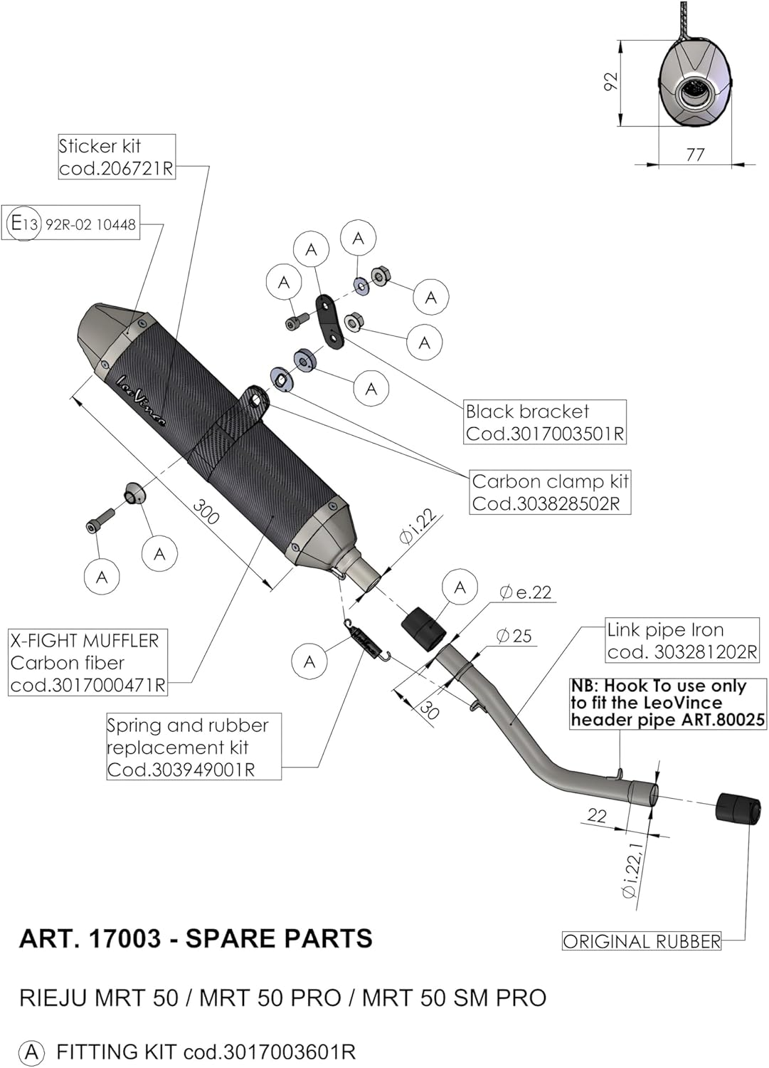 Exhaust Clamp Replacement Part Set Leovince Clamp Exhaust System SFX2 Carbon image number 1
