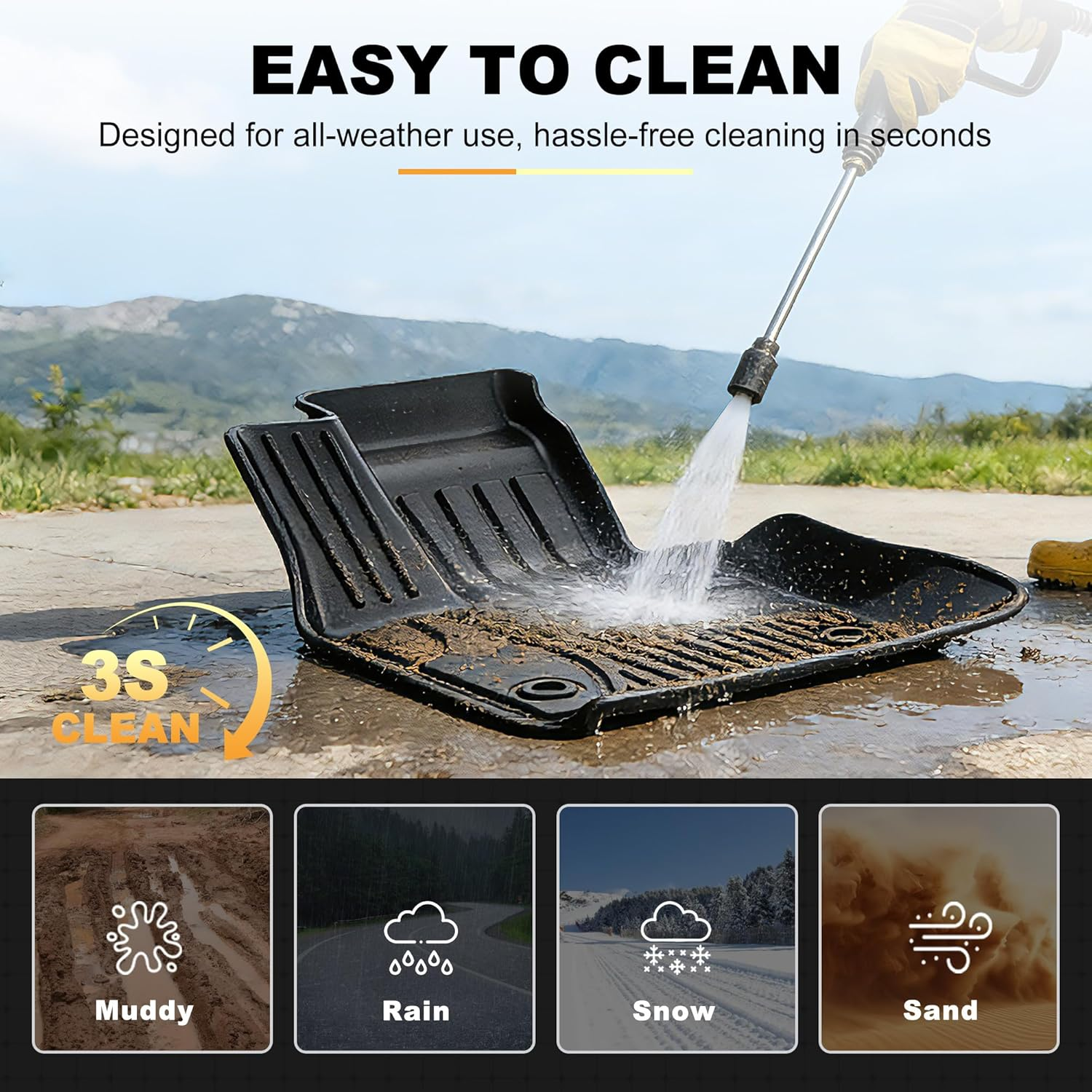 AOMSAZTO All Weather Floor Mats & Cargo Liner Trunk Set Fit for BMW X5 2014 2015 2016 2017 2018 | All Season Guard Envista Accessories Anti-Slip Floor Mats Cargo Liner image number 4