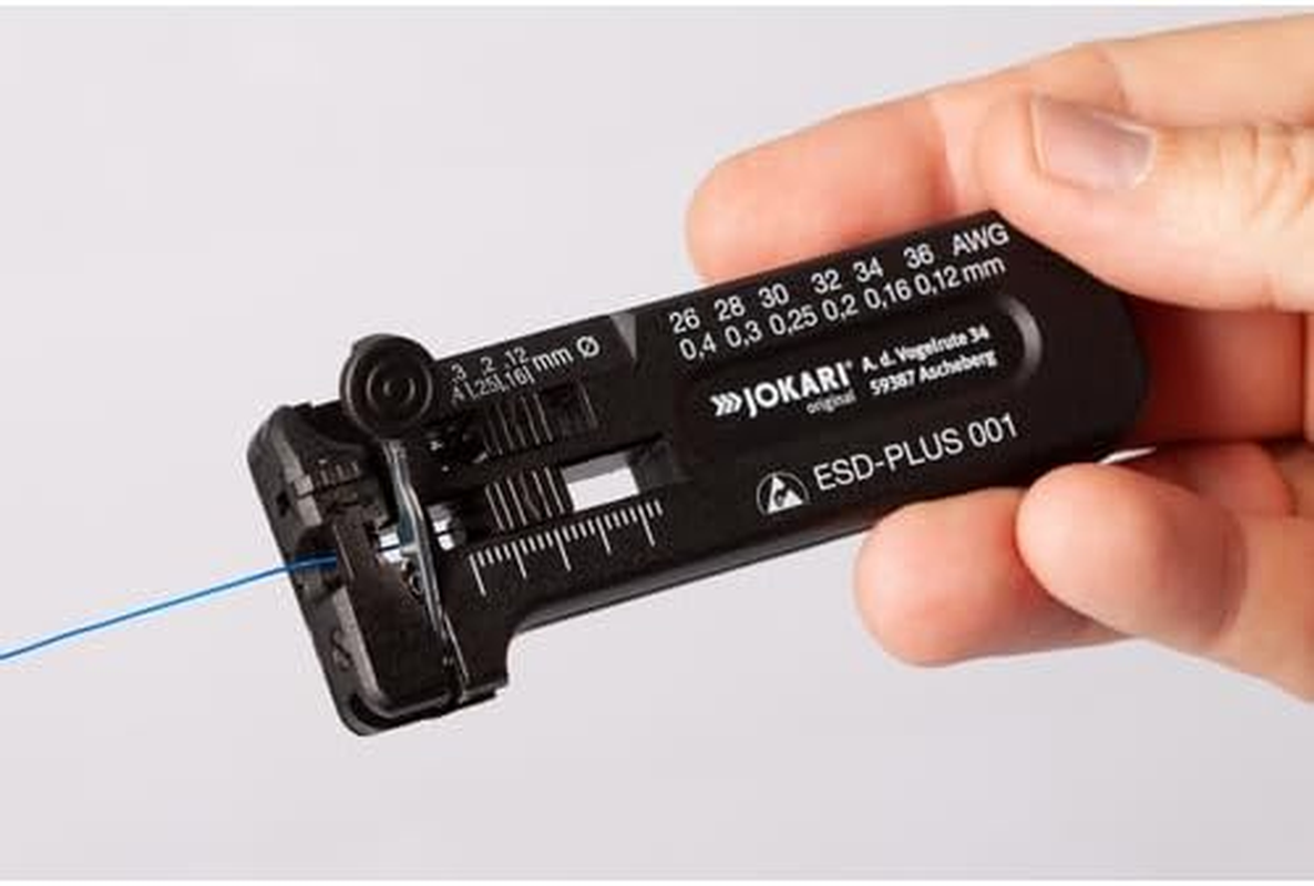 Jokari 40027 Mini-Precision ESD Tool for Cable Stripping of Solid and Stranded Wires from AWG 36 to 26 (0,12-0,40 Mm &Oslash;), Multi-Coloured image number 1