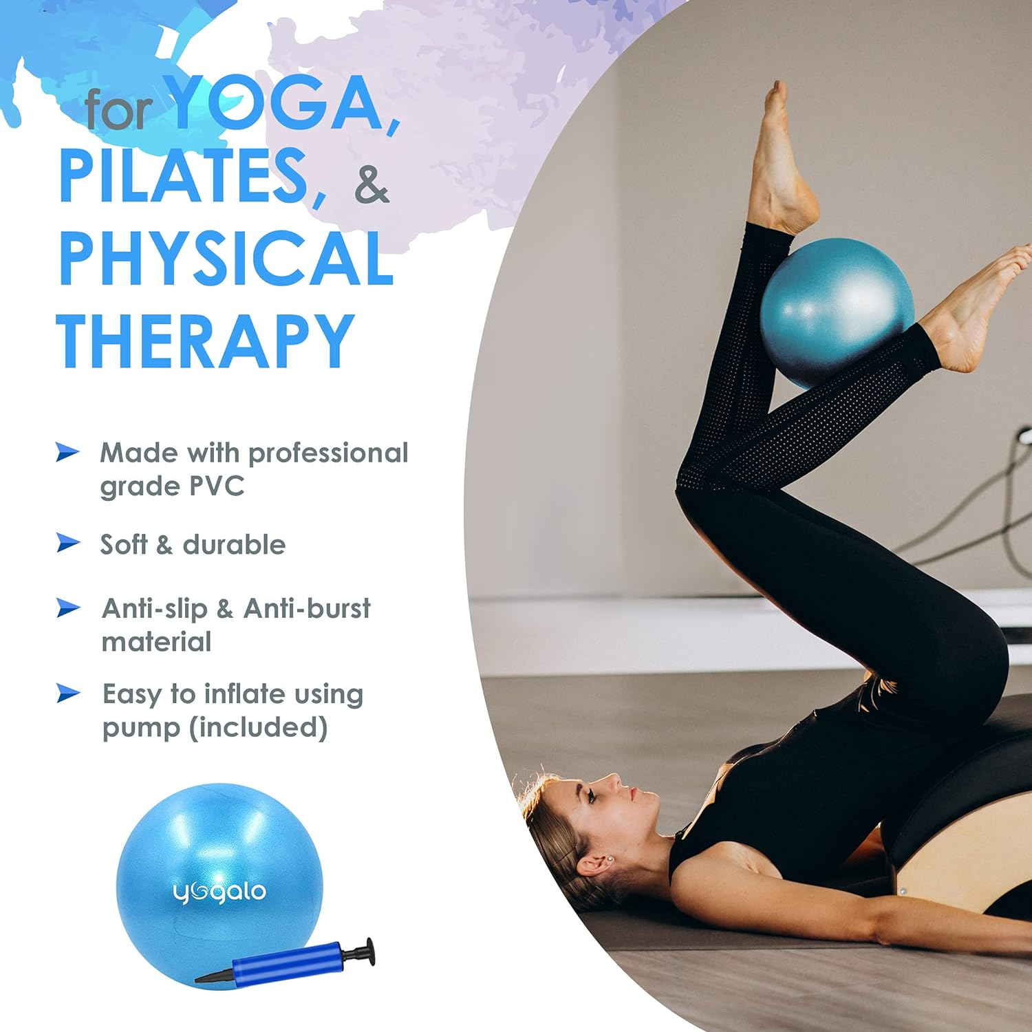 Yogalo Pilates Series Pilates Ring - Toning, Sculpting, Strength Flexibility, Power Resistance Exercise Circle, Thigh Toner, Fitness Magic Circle, 14 Inch Dual Grip Ring - Blue image number 4