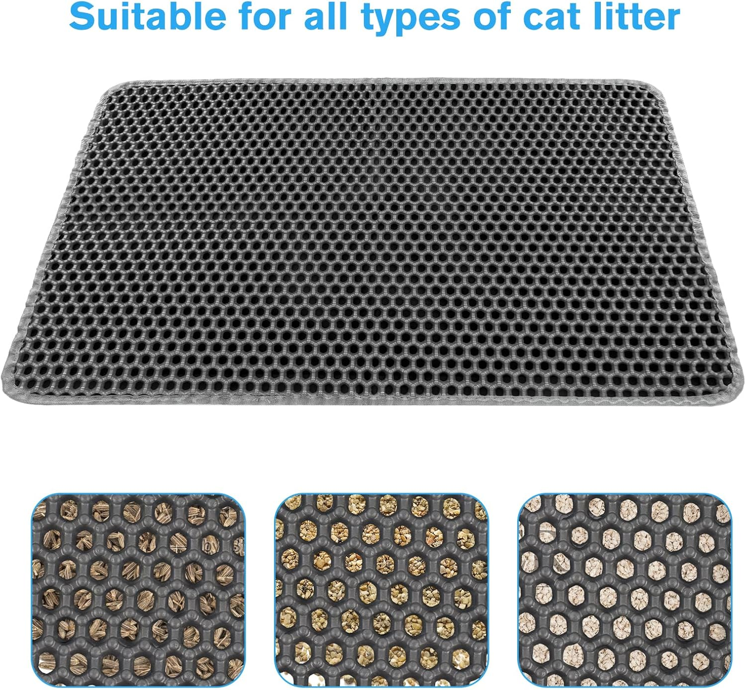 Cat Litter Tray Mat 60 X 40 Cm, Double Layer Waterproof Cat Litter Tray Honeycomb Mat Cat Litter Tray for Litter Control, Cat Litter Mat Grey, Cat Litter Mat for Toilet image number 6
