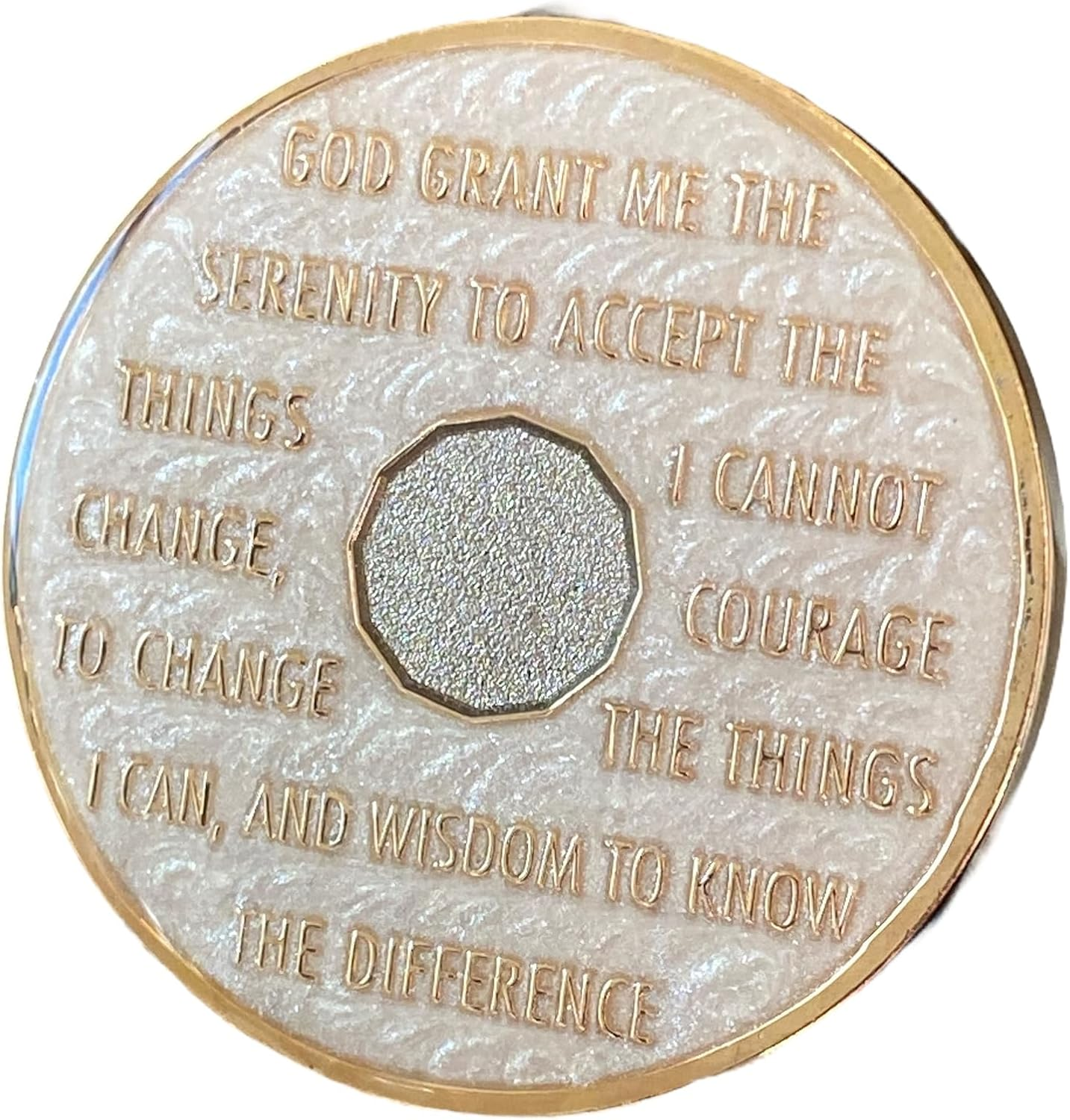 19 Year AA Medallion Opulent Pearl Tri-Plate Sobriety Chip image number 2