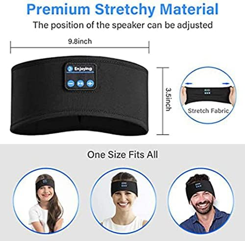Epalzonexp Wireless Bluetooth 5.0 Headphone Music Eye Mask Stereo Headphones Earphone Music Headband Sleep Headphones for Side Sleepers Sports Headphone Outdoor (Black) - Black image number 6