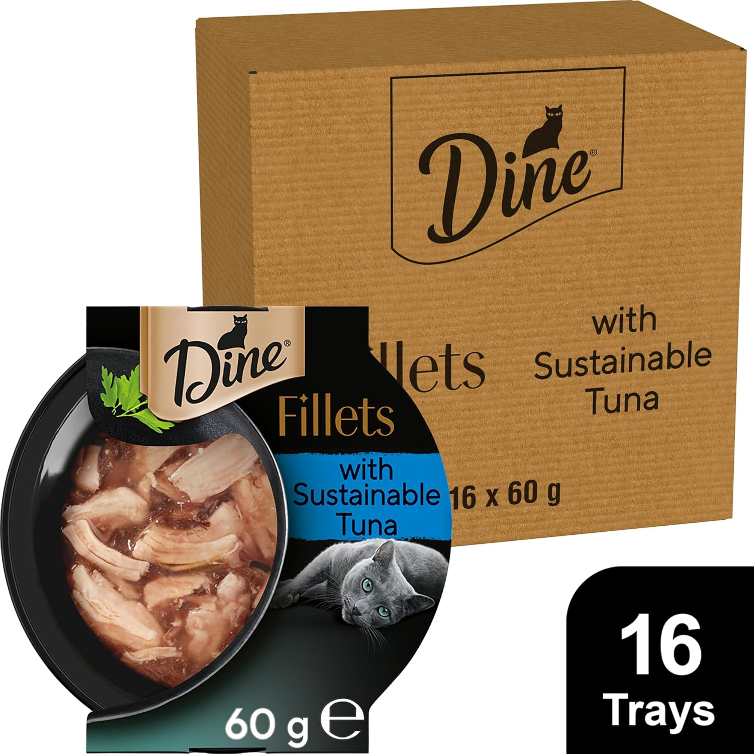 Dine Fillets Wet Cat Food Sustainable Tuna 60G Tray, 16 Pack image number 3