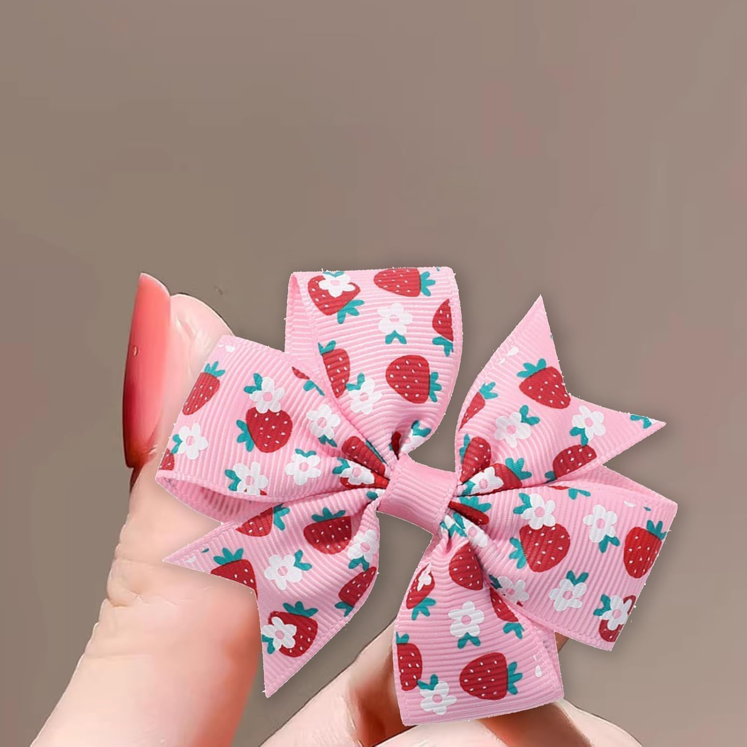AGDGV Strawberry Hair Bows Clips 2Pcs - Adorable Alligator Clip Barrettes for Girls, Toddlers & Kids | Cute Fruit-Themed Hair Accessories with Ribbon Design