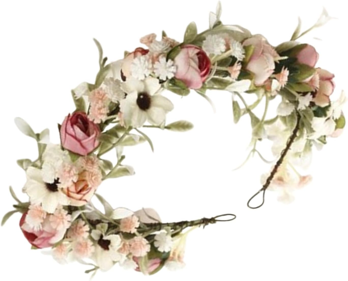 Flower Headpiece | Wedding Floral Crown - Artificial Floral Headpieces, Adjustable Flower Crown Garland for Friends Family