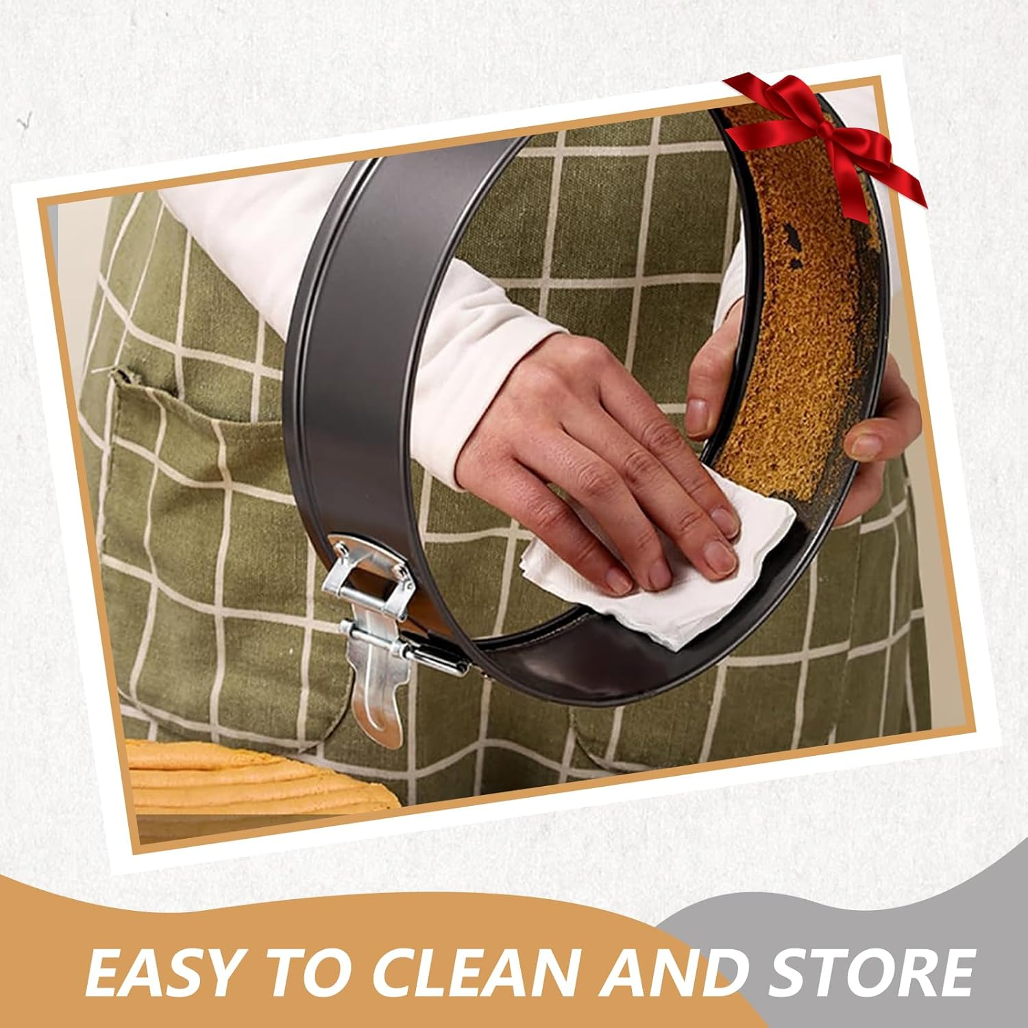 JZS round Cake Pan, (1 Pcs) Spring Form Pan Pie Mold Bakeware Non Stick, 24 Cm image number 4