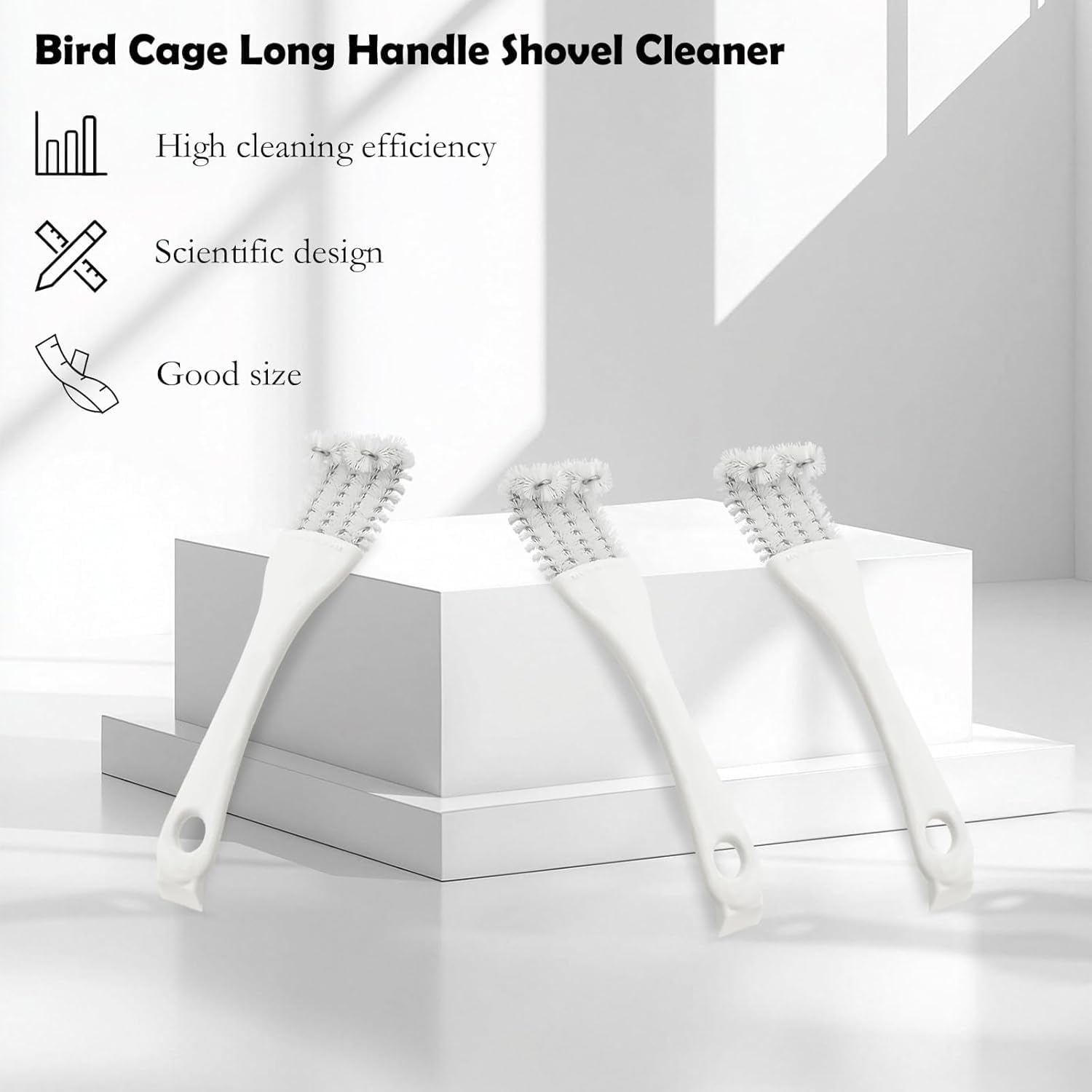 Bird Cage Cleaner with Long Handle and Shovel, 2Pcs Bird Cage Long Handle Shovel Cleaner, Bird Cage Cleaning Droppings Removal Brush