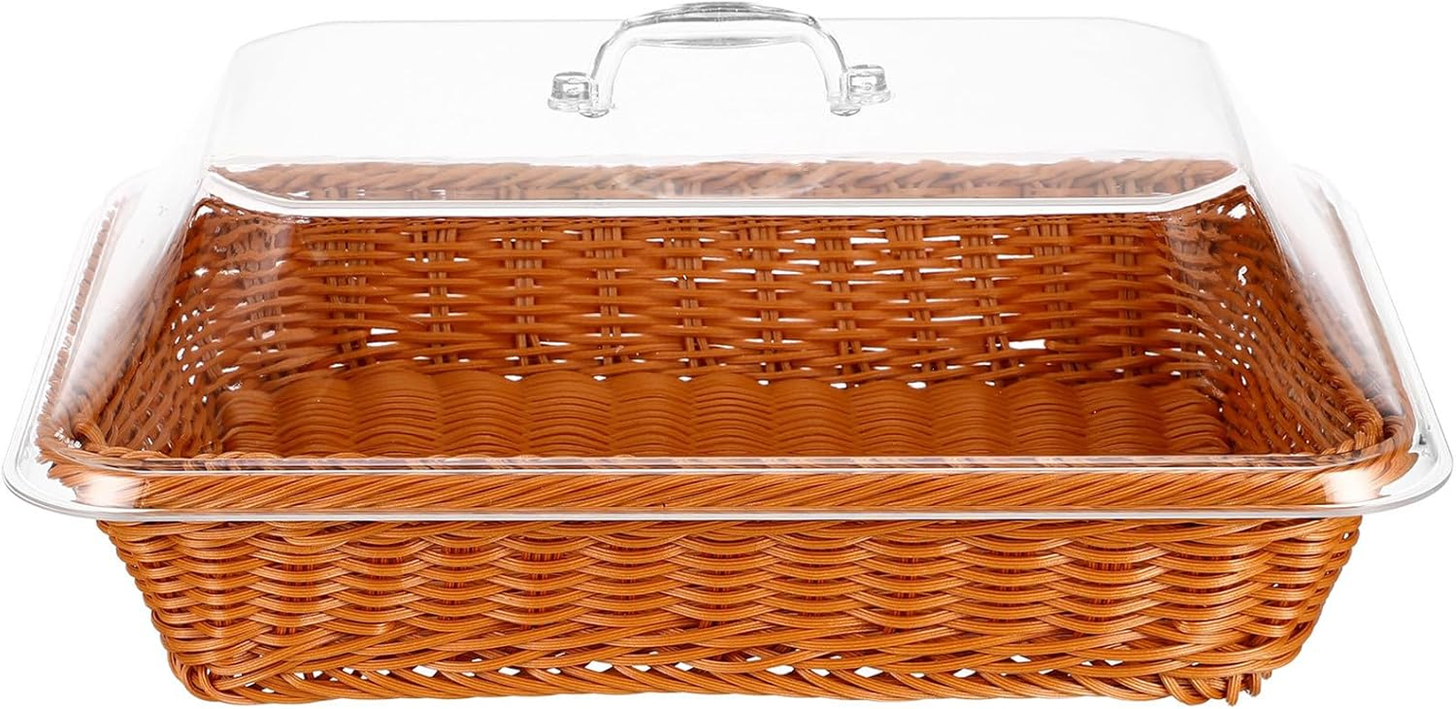 DOITOOL Imitation Rattan Woven Bread Basket with Lid Versatile Tabletop Food Serving Basket for Fruits Vegetables and Bakery Items Restaurant Kitchen and Picnic Use image number 2