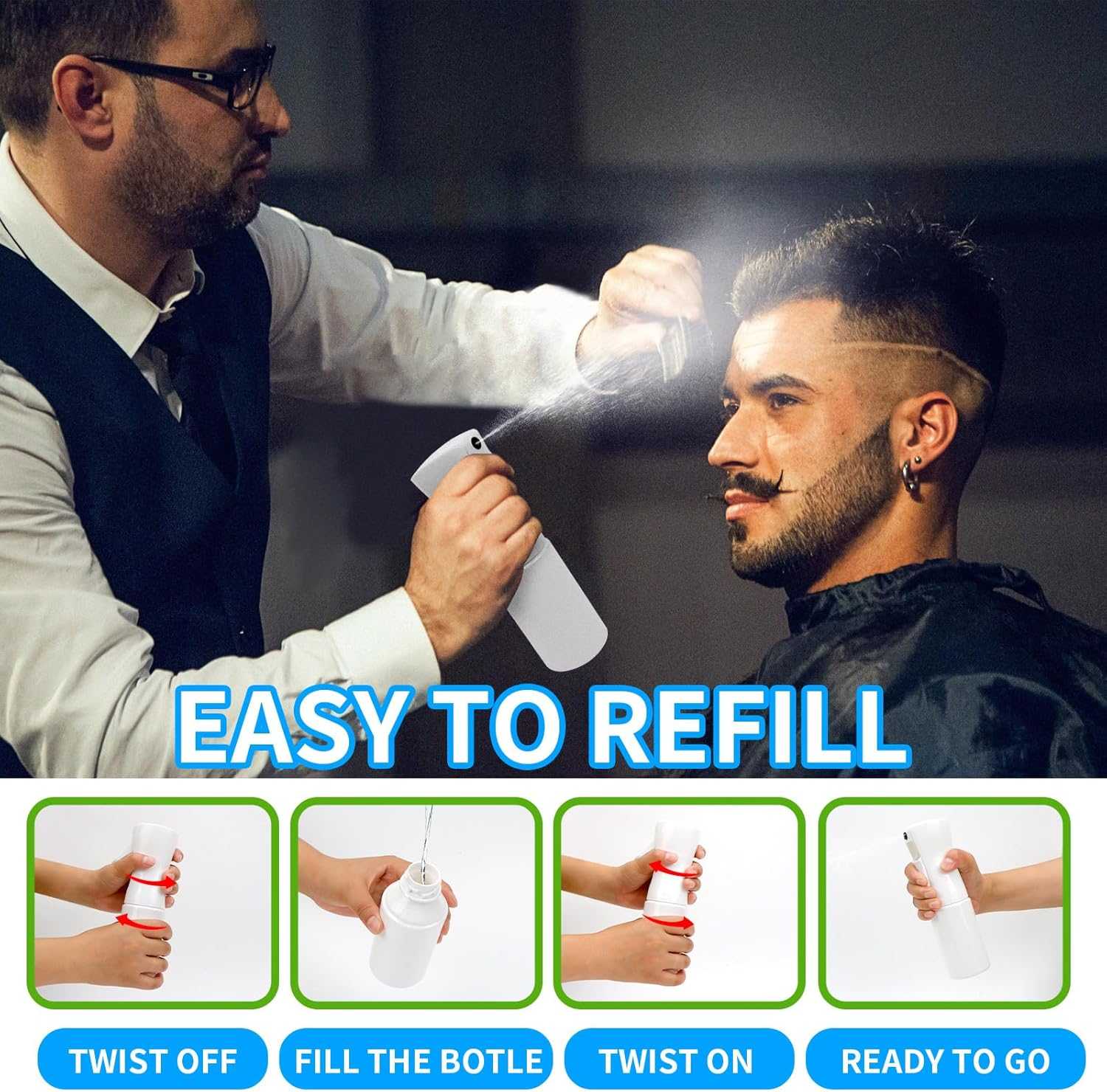 Spray Bottles Continuous Water Sprayer for Hair Reusable Beauty Spray Bottle for Hairstyling, Cleaning, Salon, Plants, Scents & More (1Pcs White 5OZ) image number 6