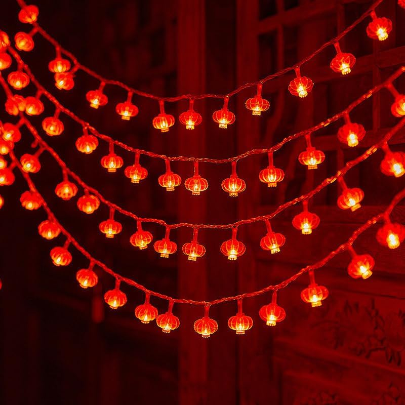 Chinese New Year Mini Red Lantern String Lights, 6M 40 LED Lantern Lights for Indoor Outdoor Festival Decor, Warm White Holiday Party Decoration for Spring Festival Year of the Horse 2026, No Battery image number 3