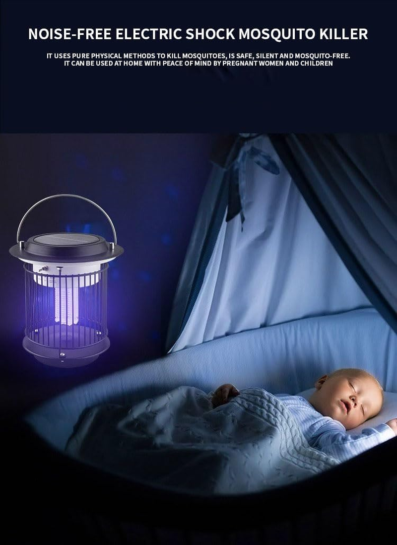 Outdoor Waterproof Solar Mosquito Zapper Outdoor Solar Powered Mosquito Killer Lamp Mosquito Repellent Lamp for Patio Yard Garden Insect (Purple Light, White Light) image number 3