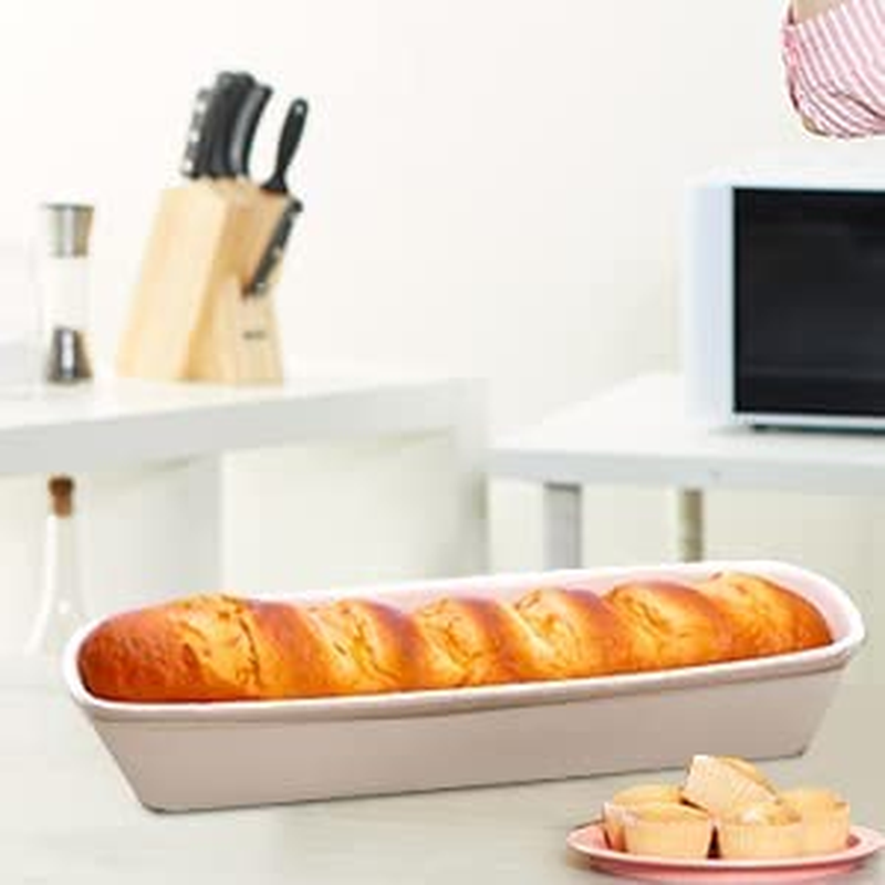 Superstone Covered Baker,Unglazed Stoneware Bakeware, Rectangular Bread Cloche Baking Pan,Bakes Italian Bread with Light Crumb and Crusty Crust (15.3 * 5.9 * 7 Inch) image number 3