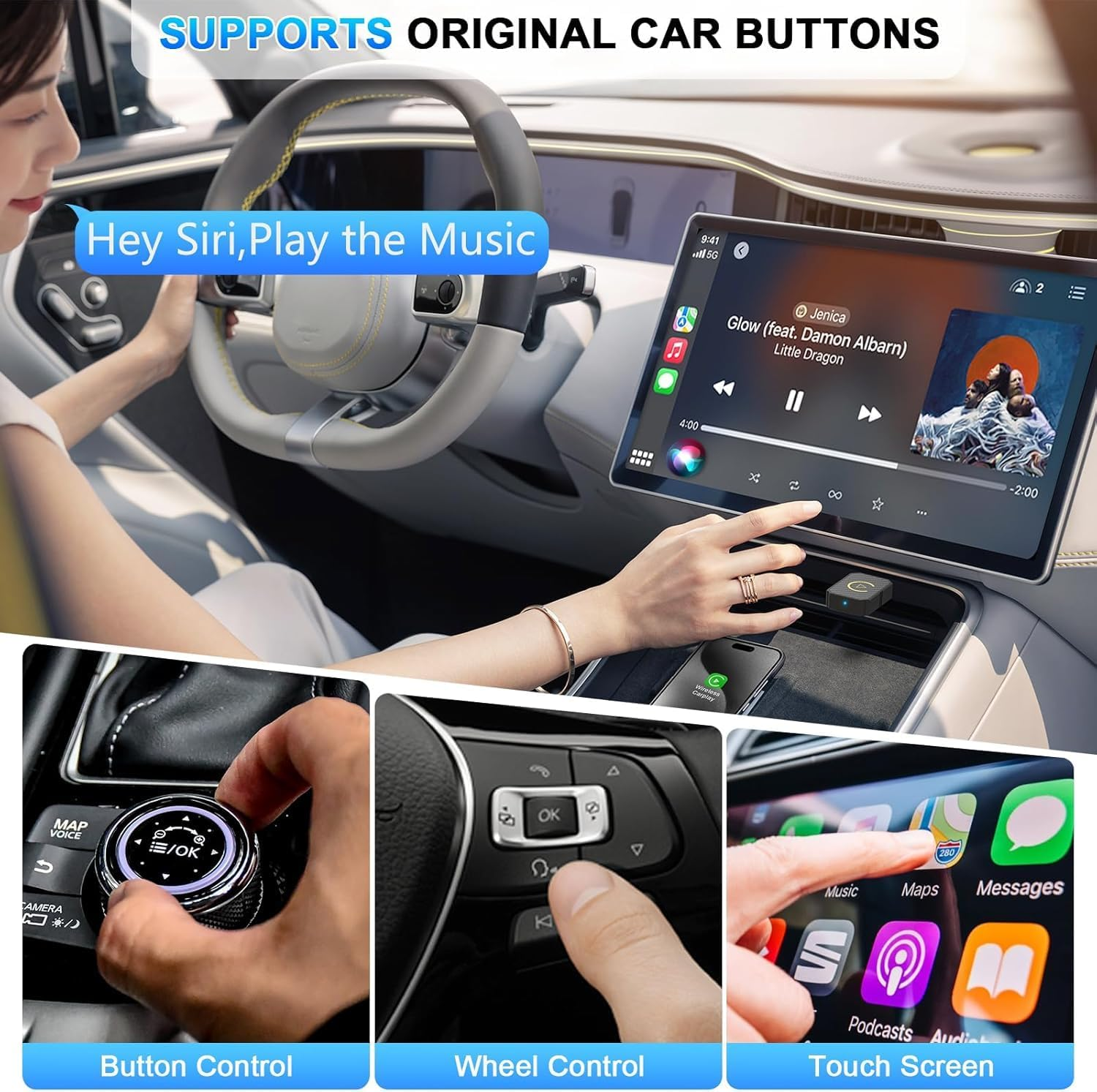 Mini Wireless Carplay and Wireless Android Auto Adapter 2024 for Iphone/Android, Carplay Wireless Dongle Plug and Play Low Latency Converts Wired to Wireless Carplay for Cars 2016+ image number 5