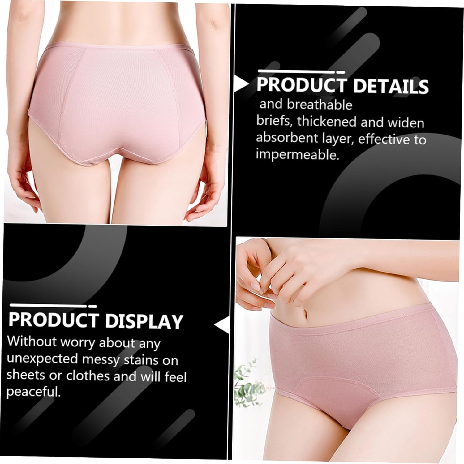 PACKOVE Leak Maternity Underwear Women Cotton Period Panties Mid-Waist Design Postpartum Briefs for Women image number 4