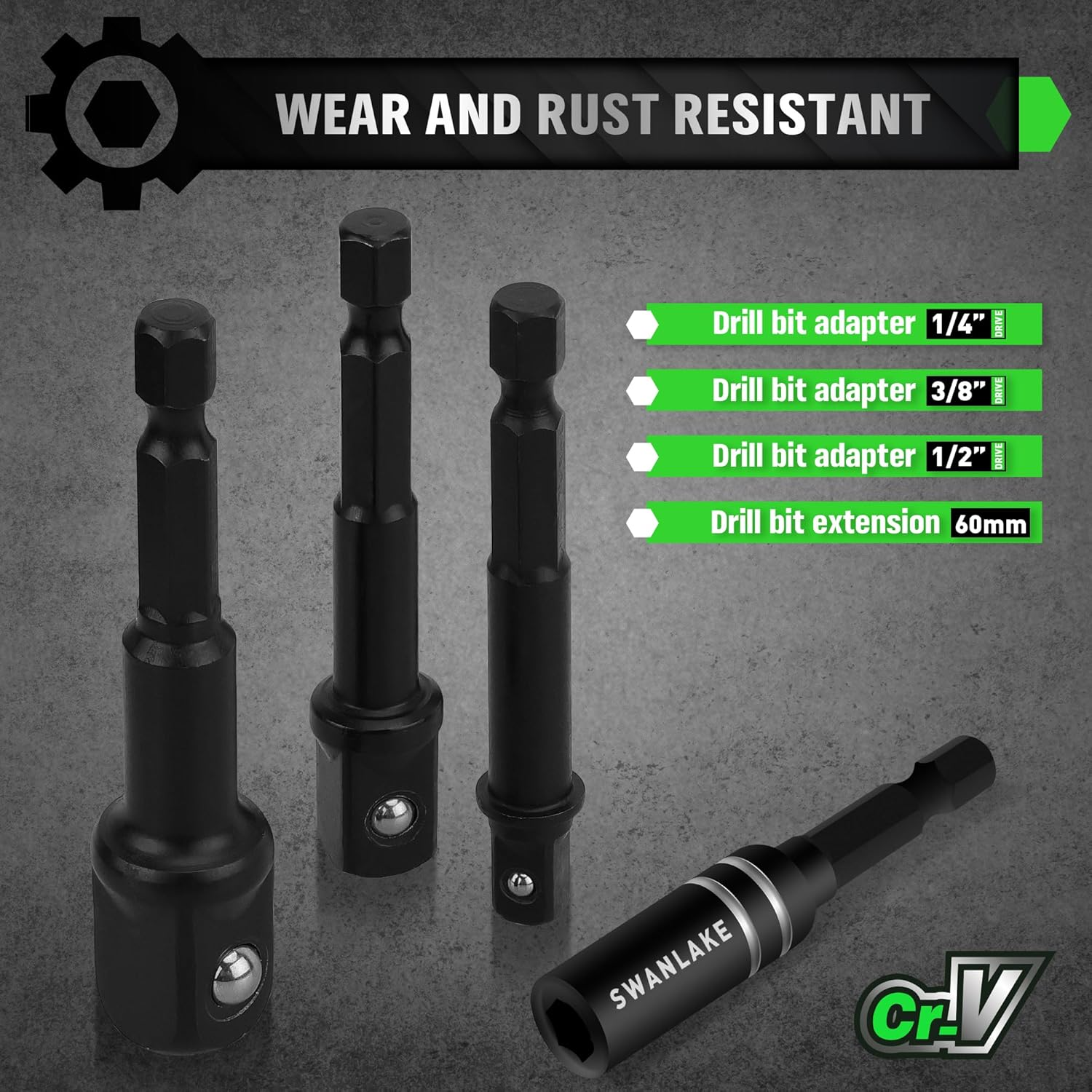 SWANLAKE 39Pcs Magnetic Nut Driver Master Kit,1/4" Quick-Change Hex Shank, SAE & Metric Power Nuts Driver Drill Bit Tools Set,Cr-V Steel with Storage Case image number 4