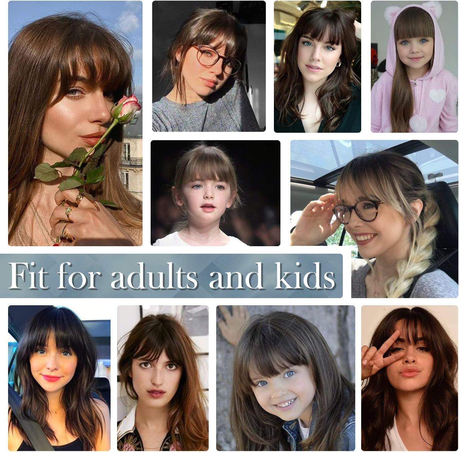 BARSDAR Clip in Bangs, 100% Human Hair Extensions for Women, French Thick Brown Fringe, Real Natural Color Washable - Golden Chestnut Brown image number 4