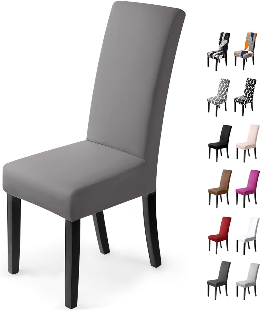 Chair Covers for Dining Room Set of 2 Stretch Dining Chair Covers Parsons Chair Slipcover Removable Dining Room Chair Covers Chair Protector Cover for Home Kitchen Hotel (2PCS, White)-X