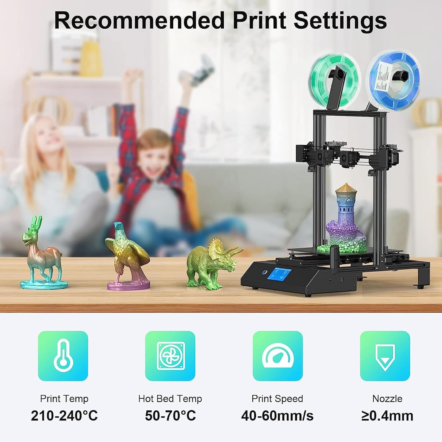 Conductive PLA Filament, 1.75Mm Bundle 3D Printer Filament, 30-45Mm/S Printing Speed PLA 3D Printing Filament, 200G Consumable 3D Printer Accessory, 1.75Mm Filament image number 2