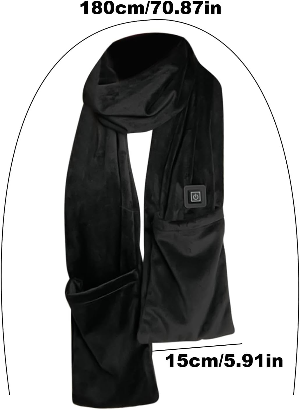 Qkbuza Heated Scarf for Women Men - 5V USB Heating Scarf,Winter Must Have Scarf, Electric Neck Heating Shawl Pad, Washable, USB Powered, 3 Temperature Settings for Mom Dad - Black image number 2