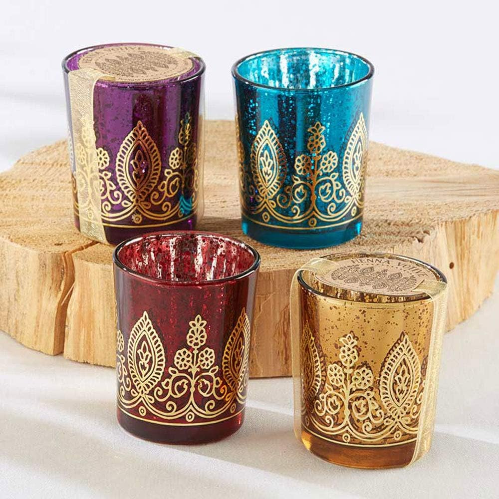 Kate Aspen Indian Jewel Henna Votives Assorted (Set of 4) image number 3