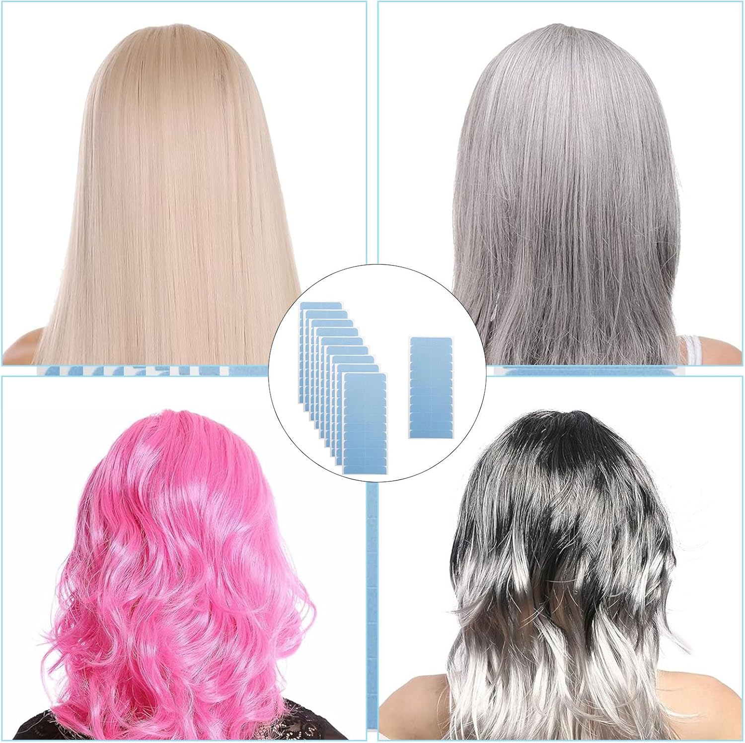 BGENHPON 120 Pieces Hair Extension Tape Tabs Double Sided, Wig Tape Replacement Smart Tabs Tape-In Extension Tape, Professional Strong No-Residue Bonding Tapes (4Cm X 0.8Cm) (120PCS) image number 4