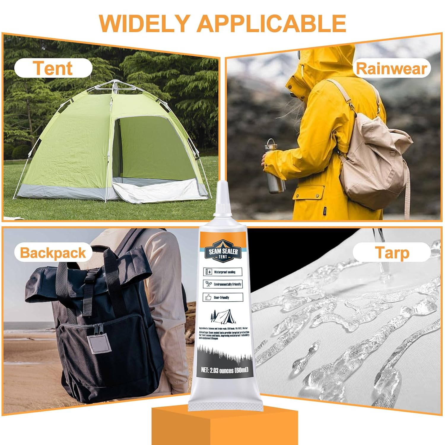 Tent Seam Sealer 120Ml, No Sew Solution Waterproof Fast Cure Seam Sealer Tent, for Tents and Outdoor Fabric, Clear image number 3