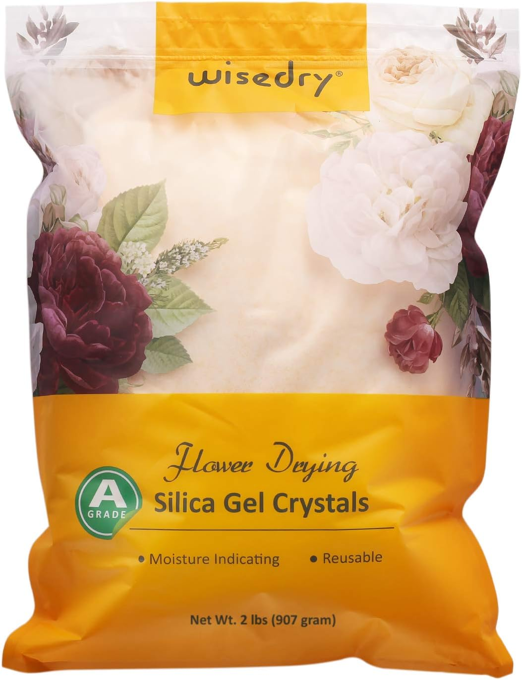 Wisedry Silicagel 2 LBS (0.98Kg) Silica Gel for Drying Flowers, Fine Crystals, Desiccant, Reusable Flower Repellent - Colour Display image number 1