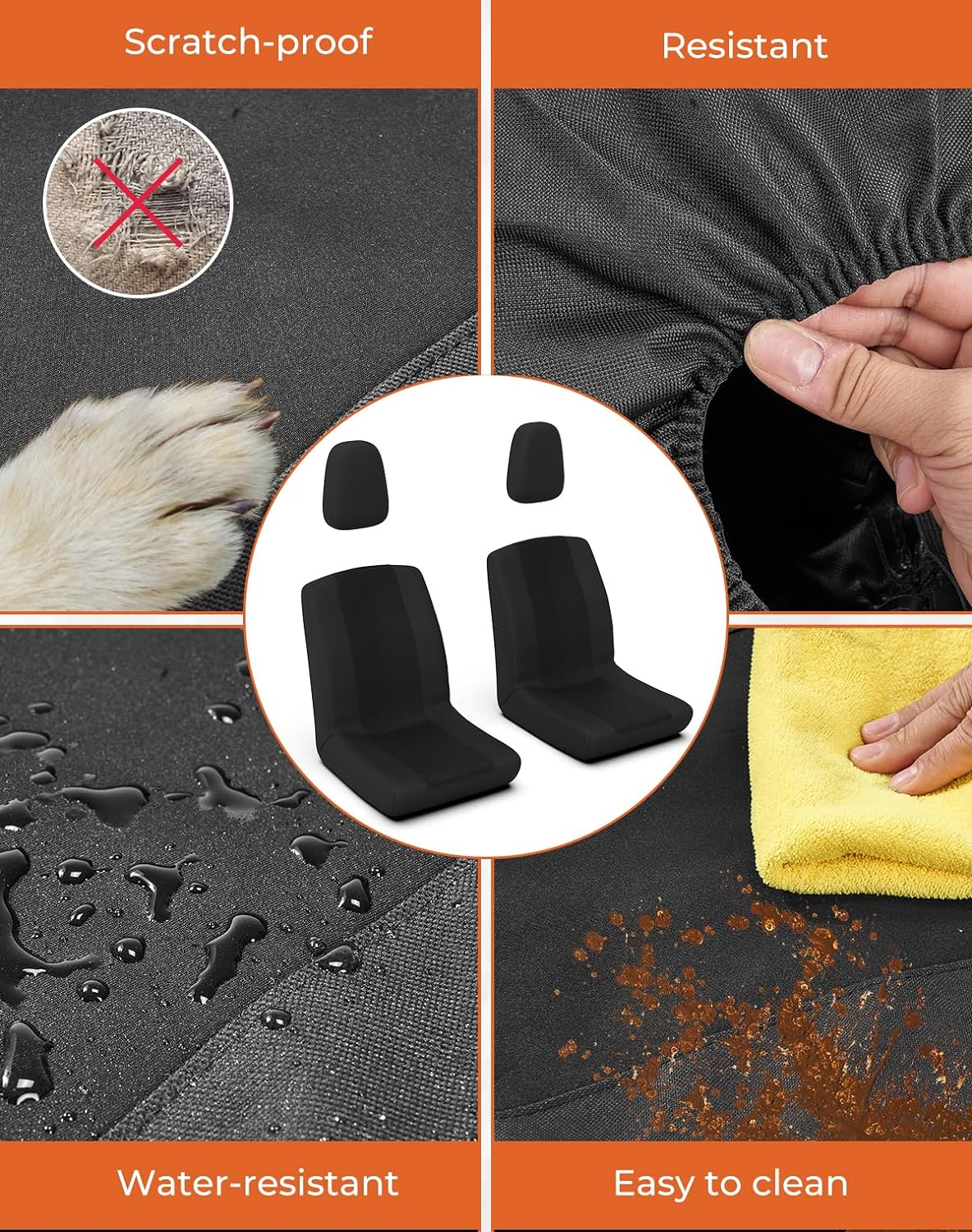 KEMIMOTO Seat Covers,Bucket Seat Cover Set Compatible with Rhino 450, Rhino 660, Rhino 700, Water-Resistance UTV Seat Covers Fits with Rhino Seat Cover with Headrest Cover Seat Cover Accessories 2PCS