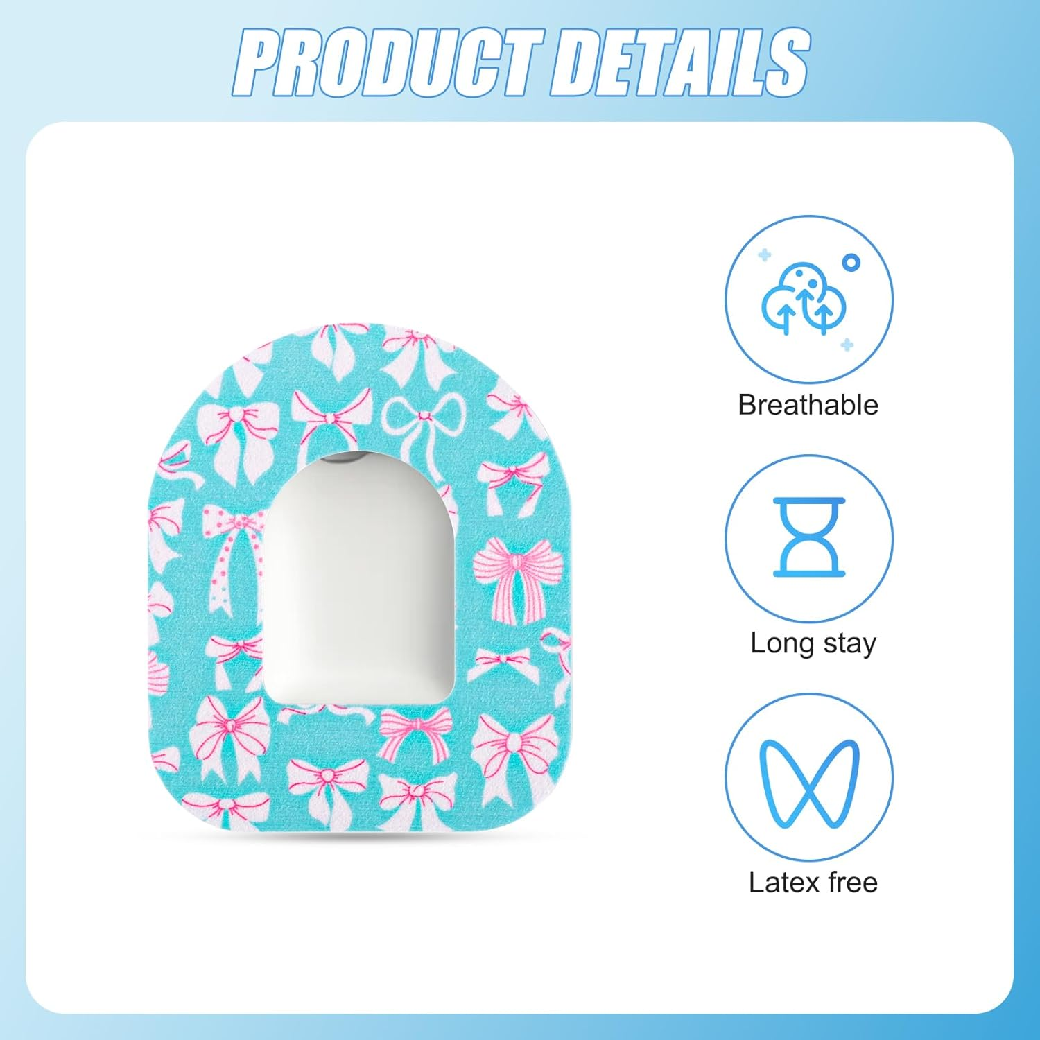 25Pcs Adhesive Patches for Omnipod 5, Waterproof Sensor Cover Sweatproof Protective Stickers Adhesive Tape Compatible with Omnipod 5 Overpatches (Bow-Knot Styles) image number 4