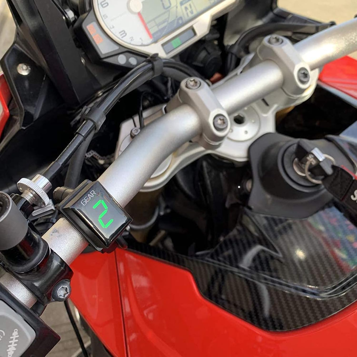 Motorcycle Gear Indicator Compatible with Honda with Holder Bracket,Waterproof LED Digital Display Speedometer Shift Lever Sensors Plug & Play (Red) - Blue image number 6