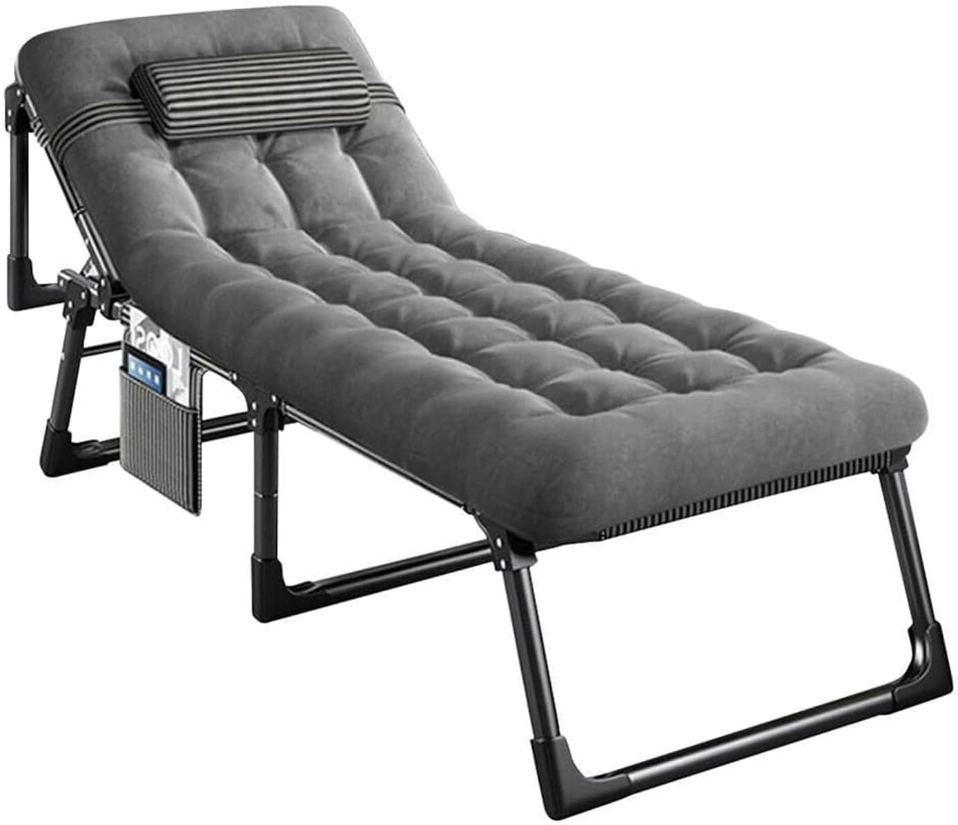 Adjustable Folding Bed with Mattress, Camping Cot Cushion and Pillow, Lightweight Convertible Lounge-Recliner, Sleeping Cot Outdoor Camping Bed for Camp, Travel, Beach, Patio, Office, Home Naps image number 3