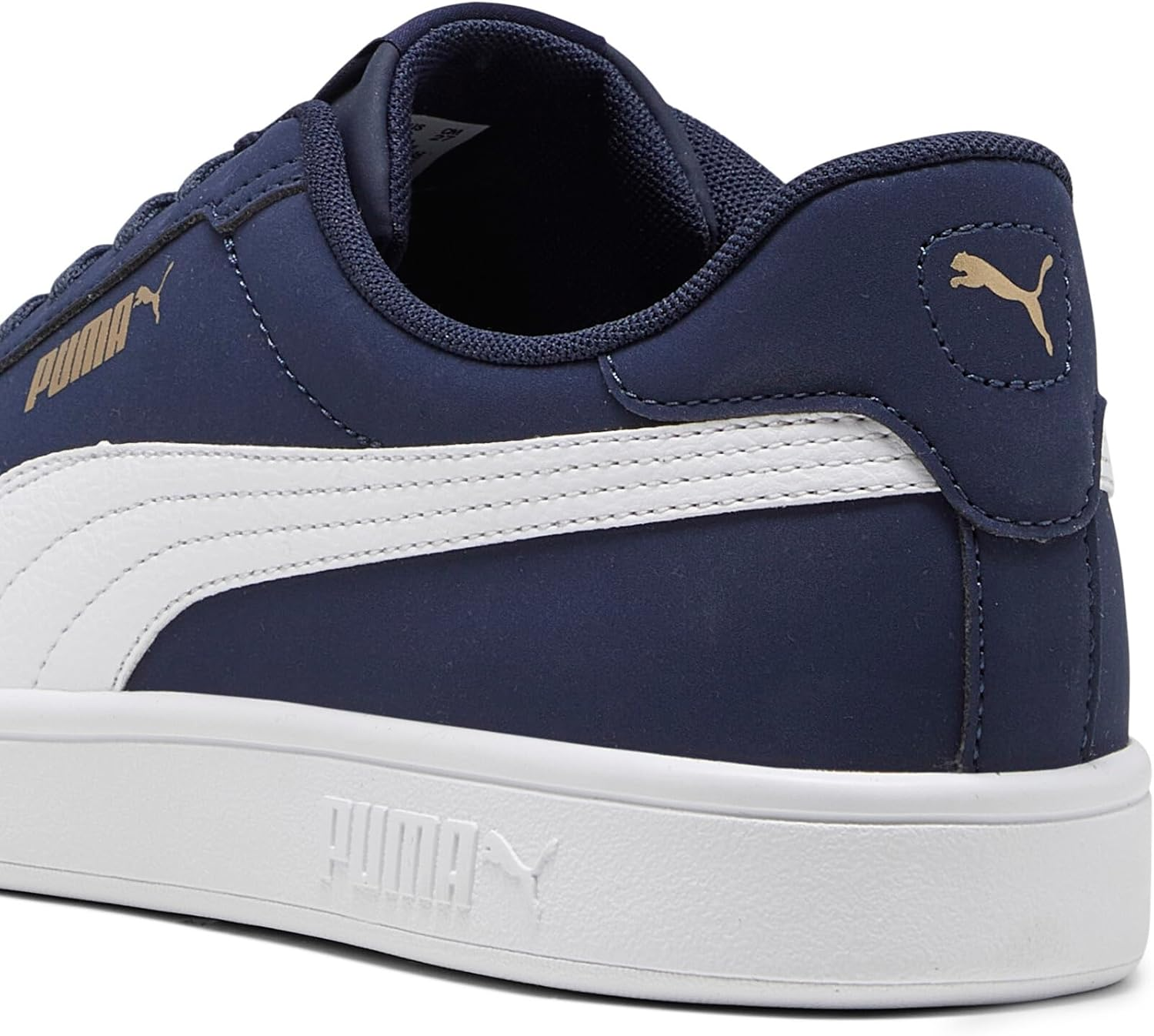 Puma Unisex Smash 3.0 Buck Sneaker, Navy/White/Gold, US 12 image number 4