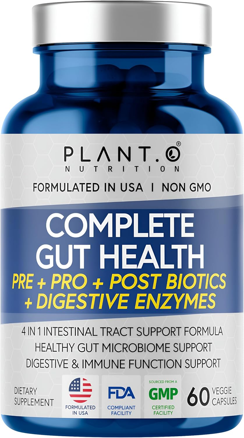 4-In-1 Prebiotic Probiotic & Postbiotic for Women & Men, Complete Gut & Digestive Support Supplement, Pre Post Probiotics & Digestive Enzymes 60 Veggie Caps Capsules image number 4