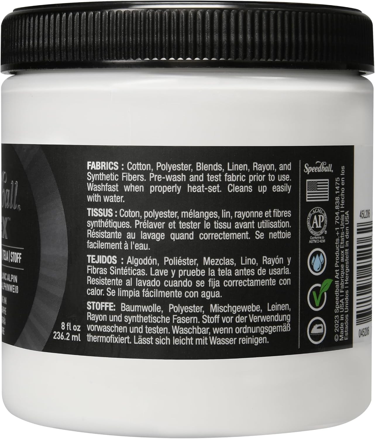 Speedball Flex Screen Printing Fabric Ink Alpine White, 236Ml, Eco-Friendly and Non-Toxic, Bright and Vibrant Colour, Ideal for Various Crafting and Artistic Projects image number 2