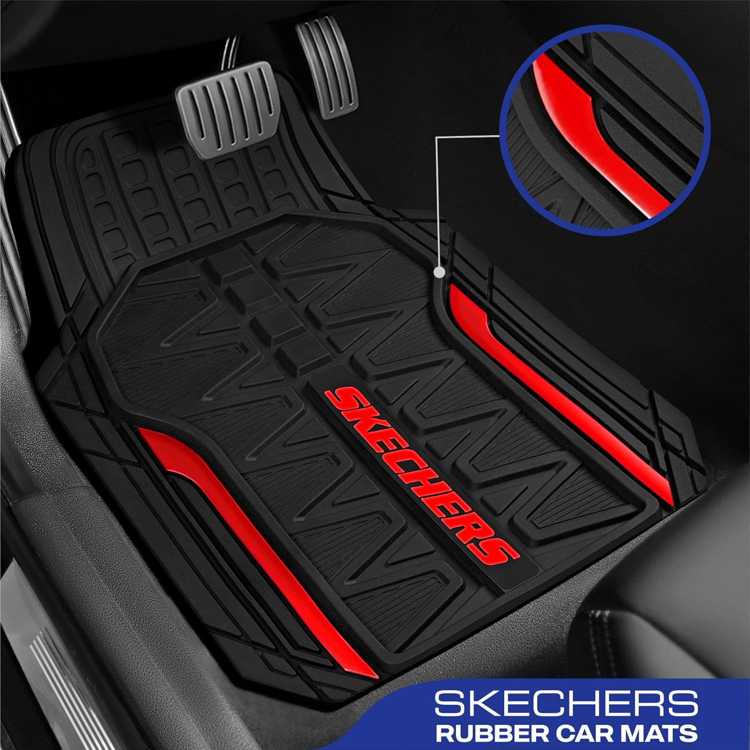 Skechers Car Floor Mats,Heavy Duty Rubber Car Mats Full Set,All -Weather Car Mats,Waterproof Trim-To Fit Universal Floor Liner Car Accessories,Automotive Floor Mats for Cars Trucks Suv,Red - Purple image number 5