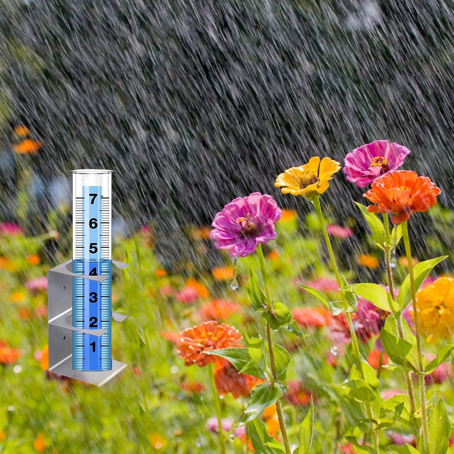 Iouyjiu Portable Glass Rain Gauge, Freeze Proof Rain Gauge, Outdoor Rain Gauge with Stake, Accurate Reusable Rain Gauges 8.38 Inches for Yards, Lawns, Pathway, Patio, Garden (1 Set) image number 6