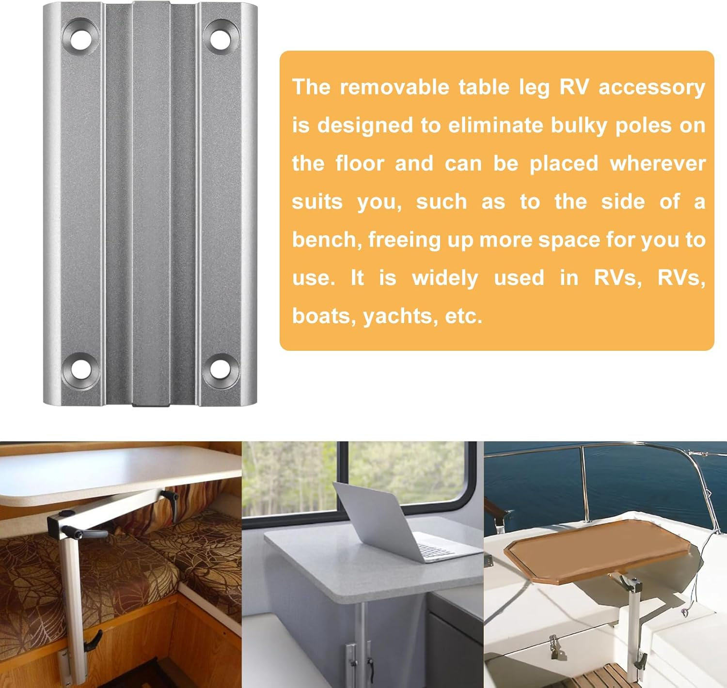 RULLINE Removable RV Table Leg Accessories - Aluminum Alloy Bracket for Tables, Rotatable Support for Caravans, Motorhomes, and Yachts (Holder) image number 2