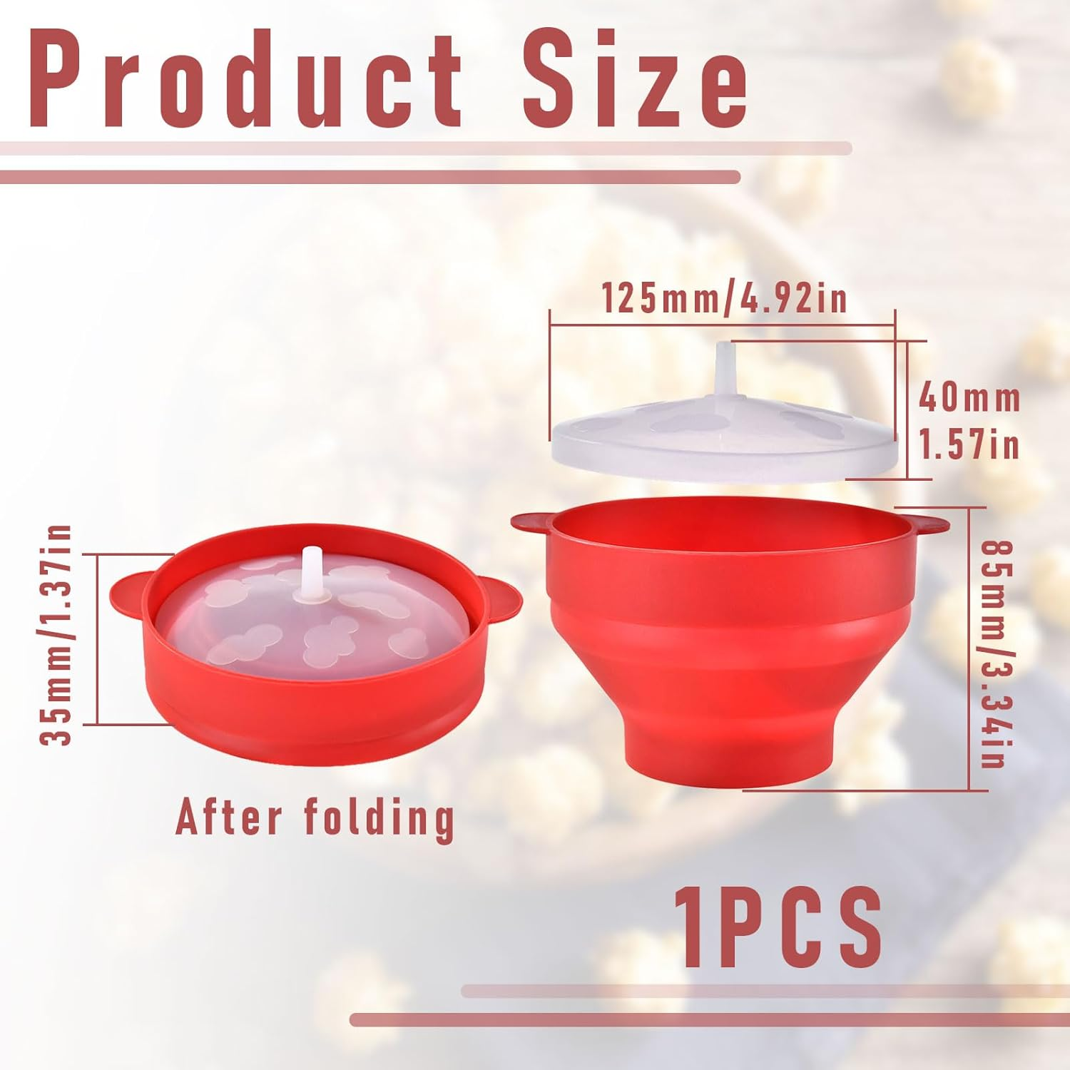 Popcorn Maker, Popcorn Microwave, Popcorn Pot with Lid, Campfire Popcorn Maker, Silicone Popcorn Container, Popcorn Maker Microwave, Microwave Popcorn for Party, Dorm, Home, Kitchen