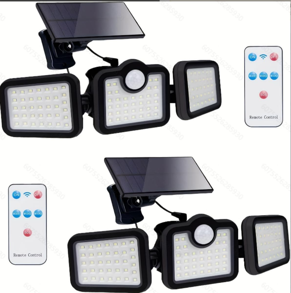 Solar Motion Sensor Light - 3.7V 2400Mah 108LED Wireless Outdoor Flood Light, 3 Adjustable Heads, 270&deg; Wide Angle, TGTY 07506 Waterproof, Black,14.2 X 8.6Cm image number 1